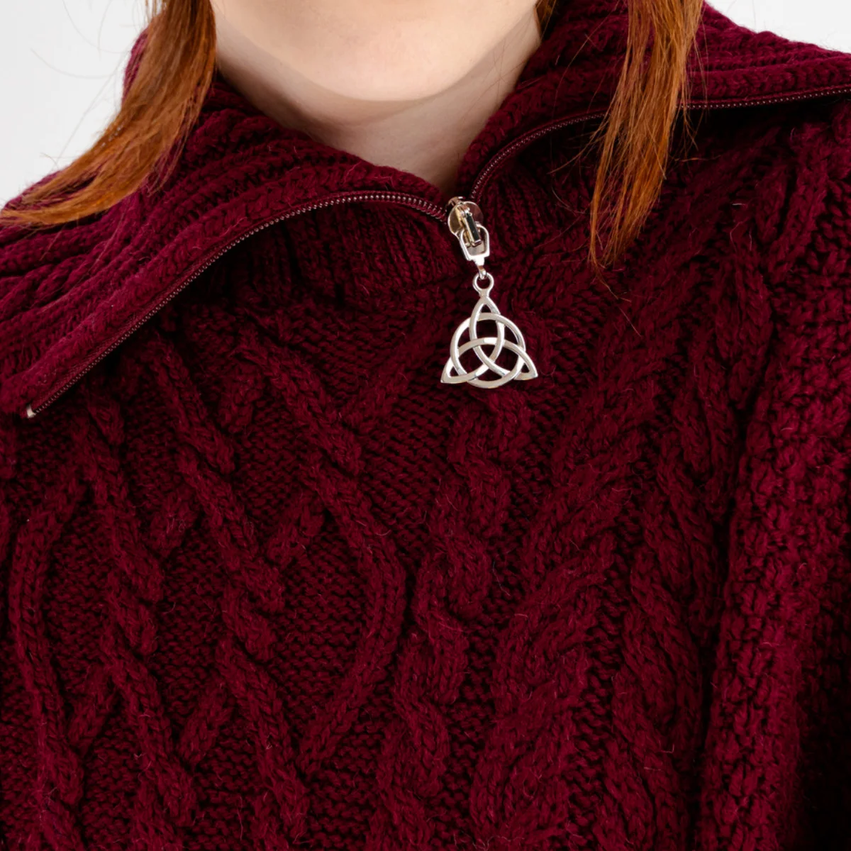 100% Merino Wool Cowl Neck Zipper Poncho – Irish Aran Knit | Pregnancy-Friendly Warmth - Image 15 | Caelmoon