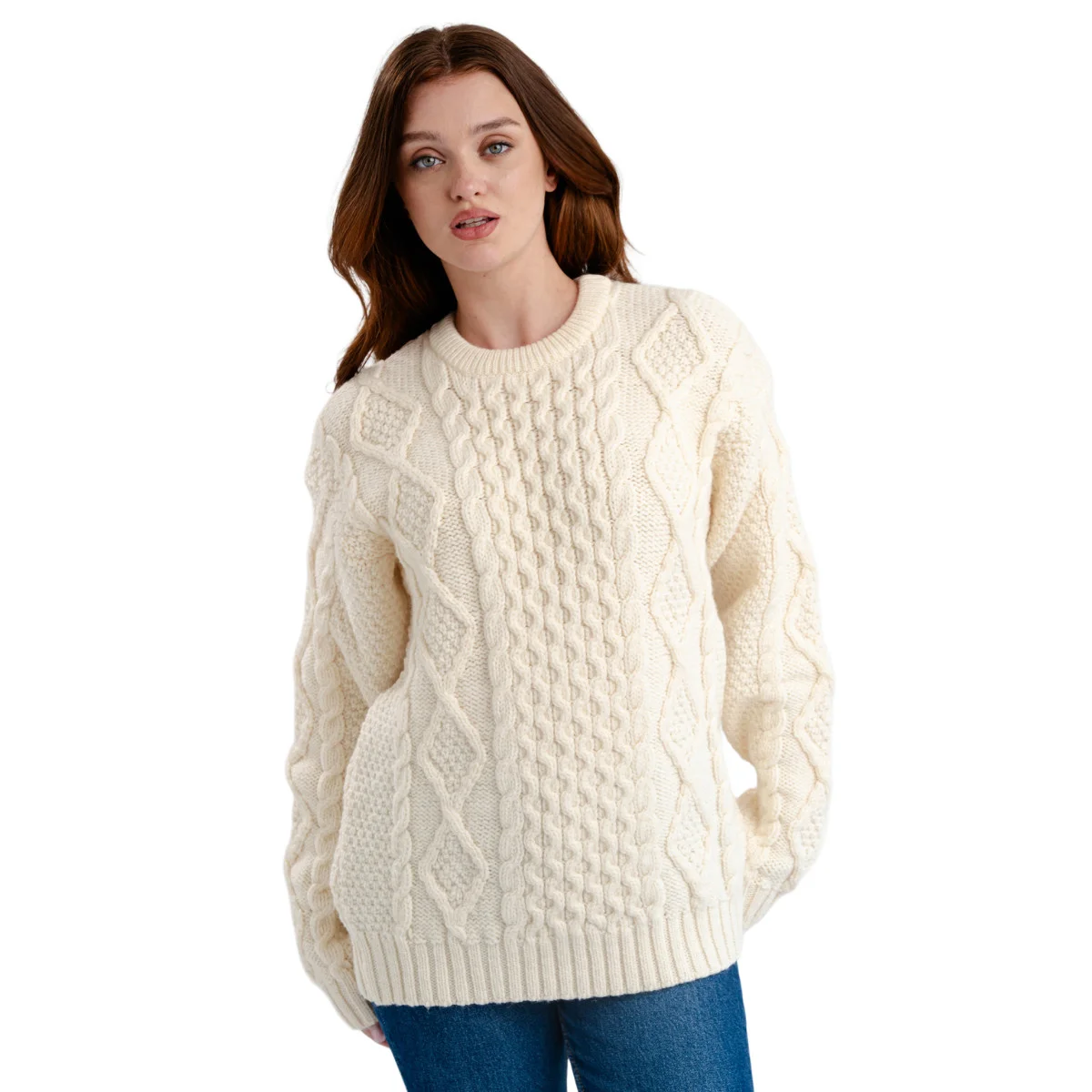 Aran Fisherman Cable Knit Sweater – Classic Wool Crewneck Knit - Image 8 | Caelmoon