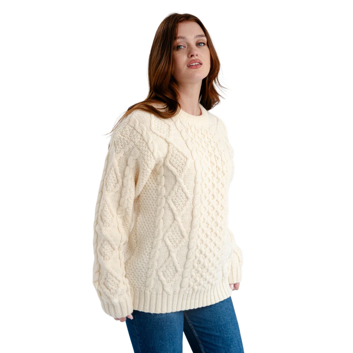 Aran Fisherman Cable Knit Sweater – Classic Wool Crewneck Knit - Image 9 | Caelmoon