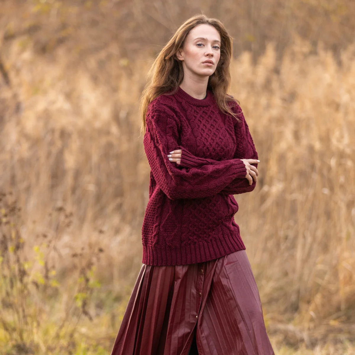 Aran Fisherman Cable Knit Sweater – Classic Wool Crewneck Knit - Image 4 | Caelmoon