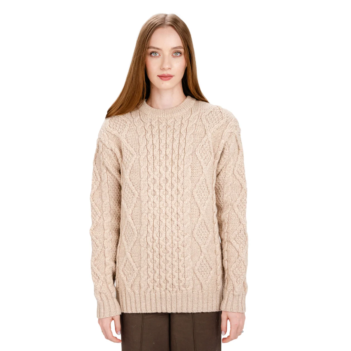 Aran Fisherman Cable Knit Sweater – Classic Wool Crewneck Knit - Image 14 | Caelmoon