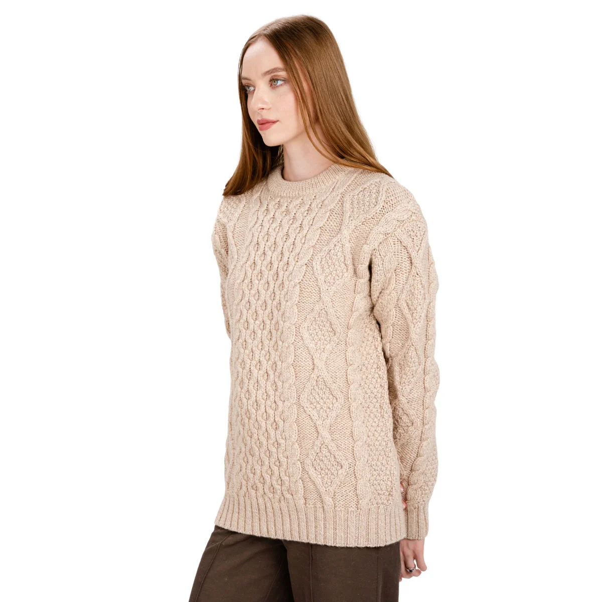 Aran Fisherman Cable Knit Sweater – Classic Wool Crewneck Knit - Image 16 | Caelmoon