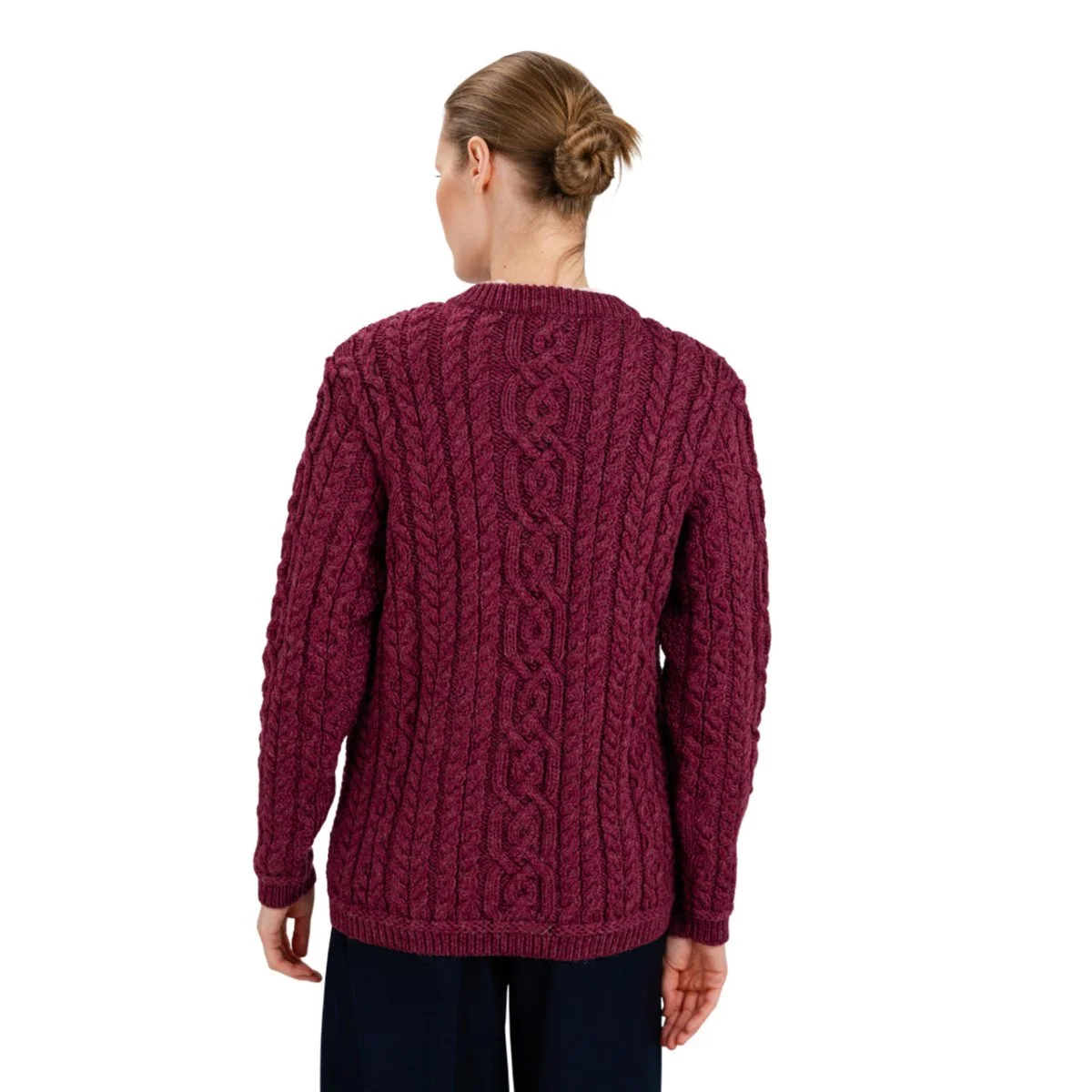 Aran Knit Ladies Cardigan with Leather Buttons – Women’s Cable Wool Sweater Coat - Image 25 | Caelmoon