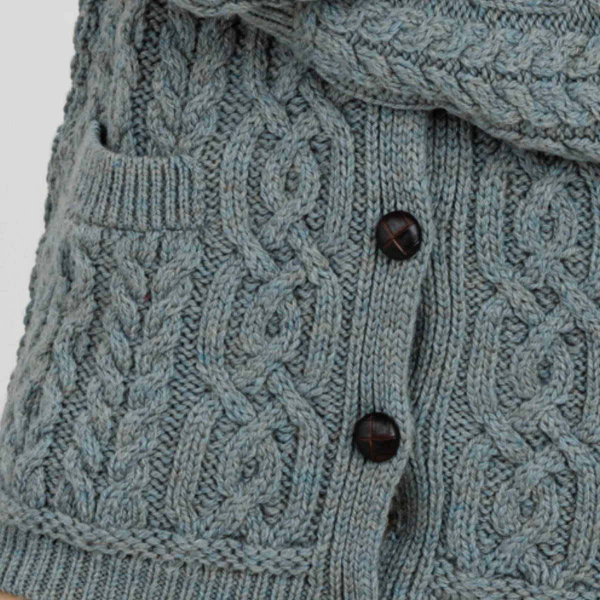 Aran Knit Ladies Cardigan with Leather Buttons – Women’s Cable Wool Sweater Coat - Image 32 | Caelmoon