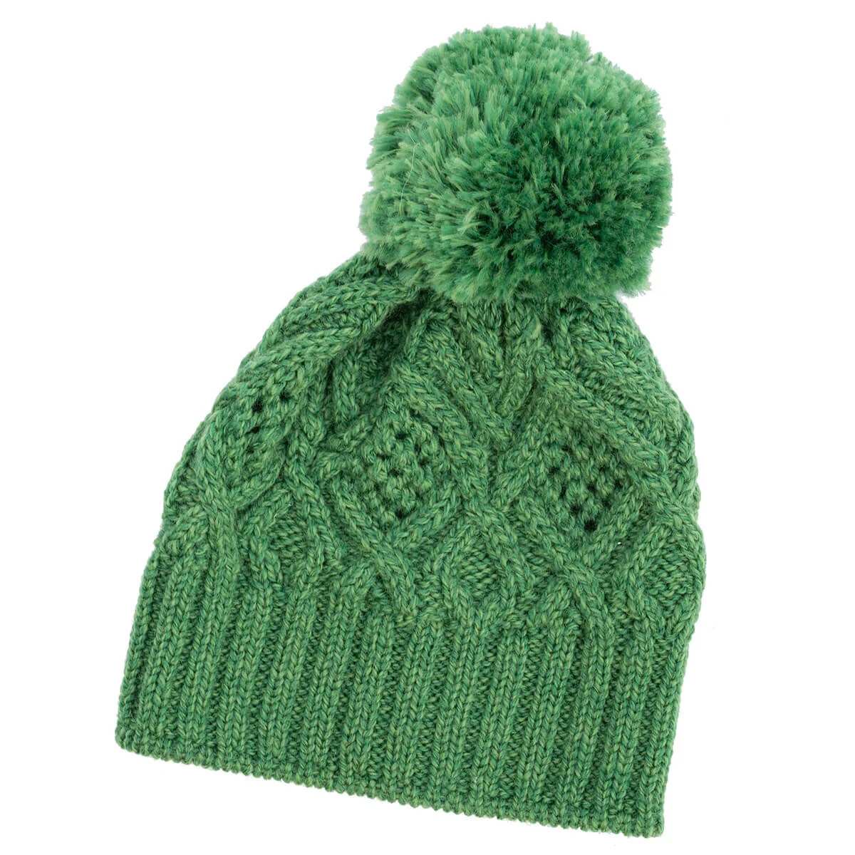 Aran Wool Bobble Hat – Irish Merino Wool Cable Knit Beanie - Image 6 | Caelmoon