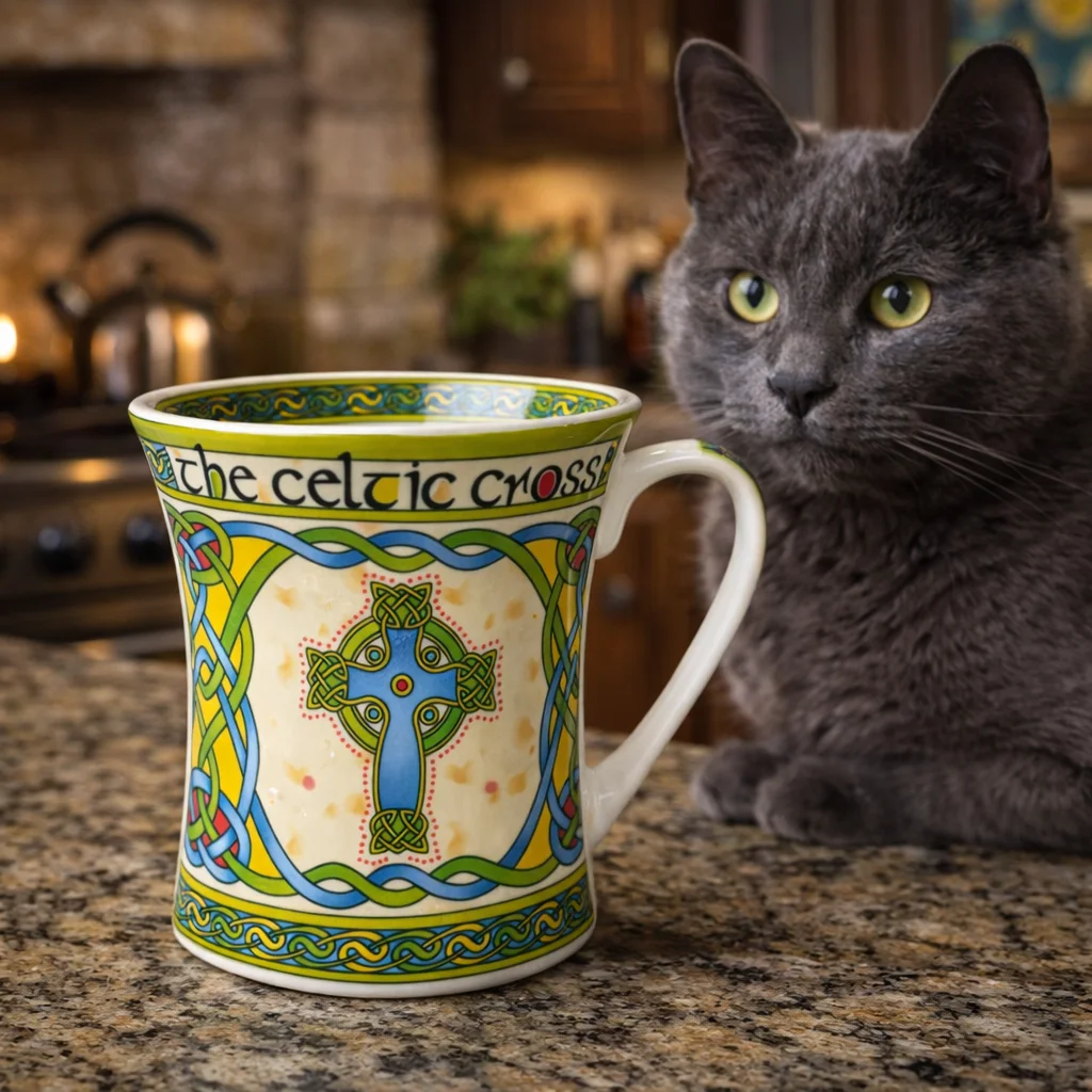 Celtic Cross Ceramic Mug – Irish Heritage Drinkware - Image 2 | Caelmoon