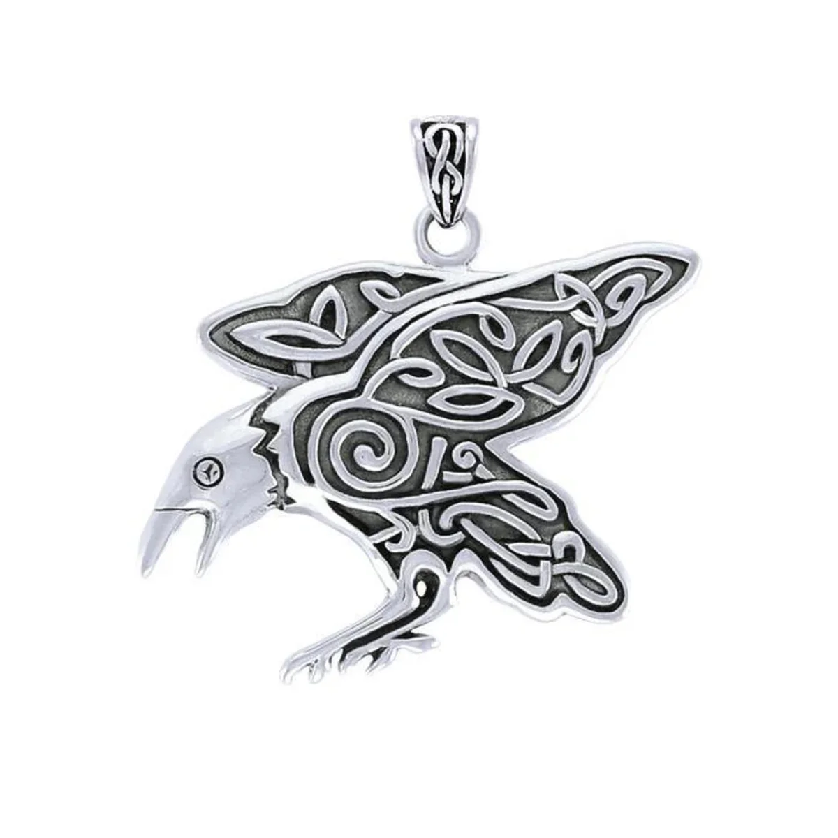 Celtic Mythical Raven Pendant in Sterling Silver – Heritage Jewelry - Image 3 | Caelmoon