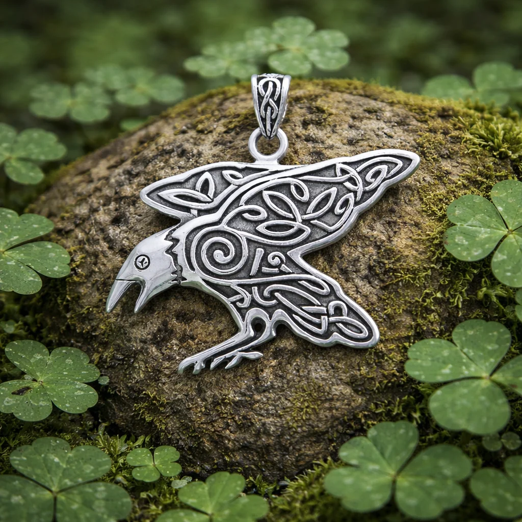 Celtic Mythical Raven Pendant in Sterling Silver – Heritage Jewelry - Jewelry | Caelmoon