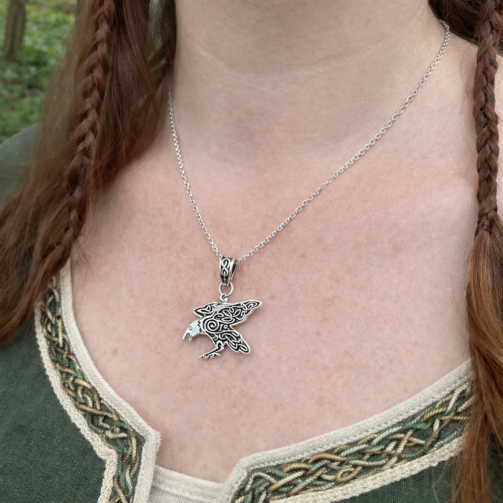 Celtic Mythical Raven Pendant in Sterling Silver – Heritage Jewelry - Image 2 | Caelmoon