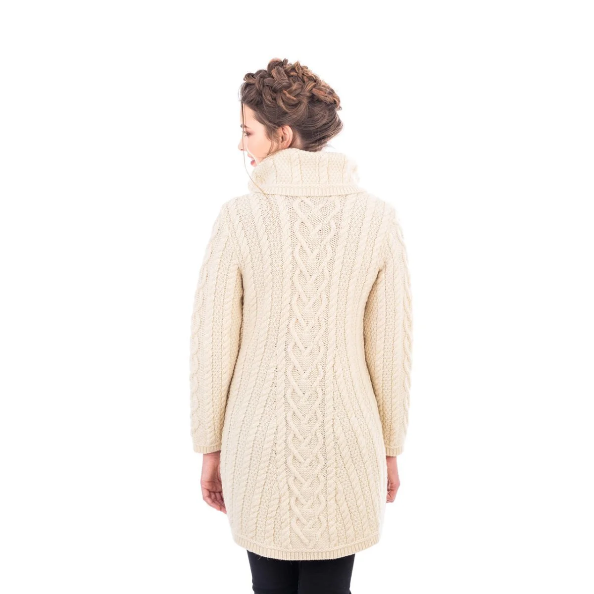 Classic Irish Merino Wool Cable Knit Coat – Made in Ireland - Image 4 | Caelmoon