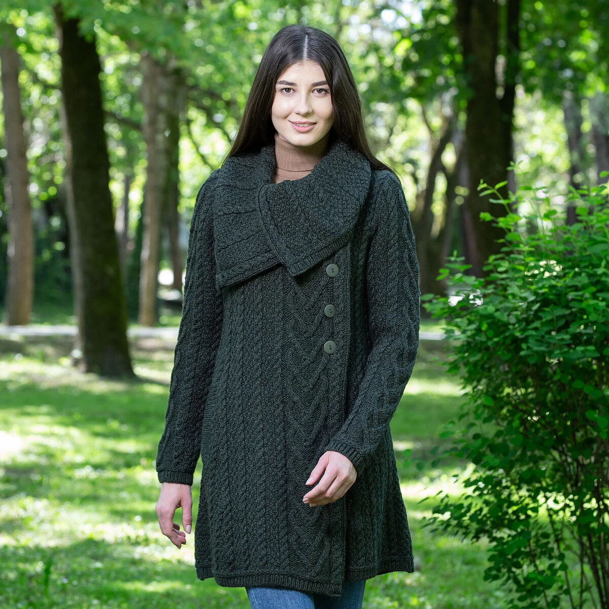 Classic Irish Merino Wool Cable Knit Coat – Made in Ireland - Image 9 | Caelmoon