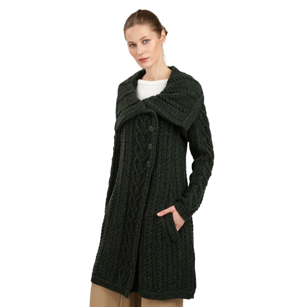 Classic Irish Merino Wool Cable Knit Coat – Made in Ireland - Image 11 | Caelmoon