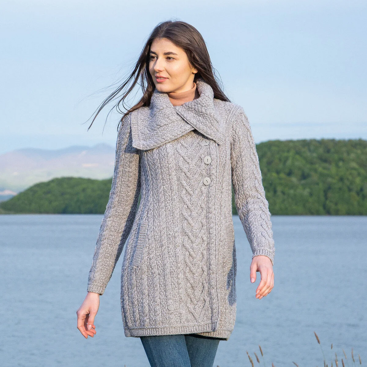 Classic Irish Merino Wool Cable Knit Coat – Made in Ireland - Image 14 | Caelmoon