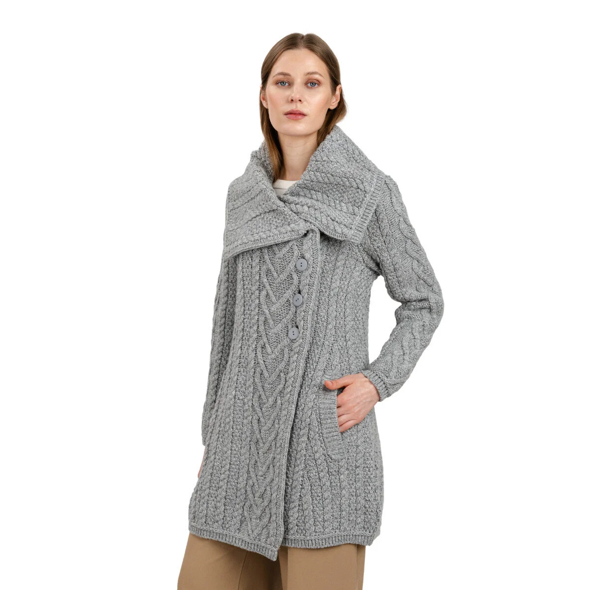 Classic Irish Merino Wool Cable Knit Coat – Made in Ireland - Image 16 | Caelmoon