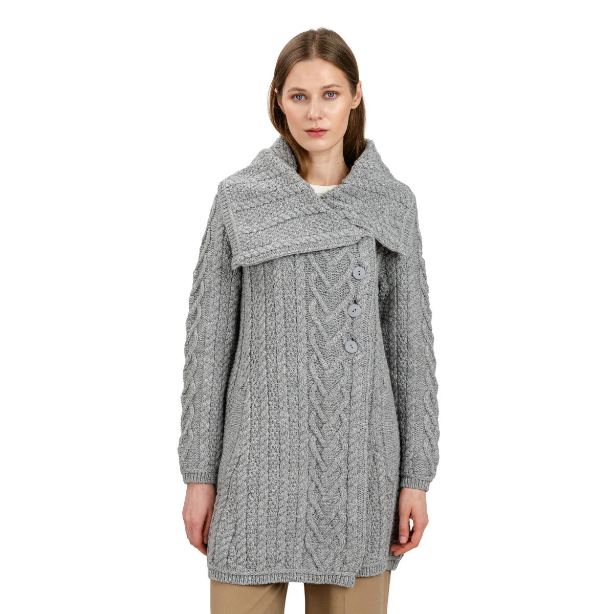 Classic Irish Merino Wool Cable Knit Coat – Made in Ireland - Image 17 | Caelmoon