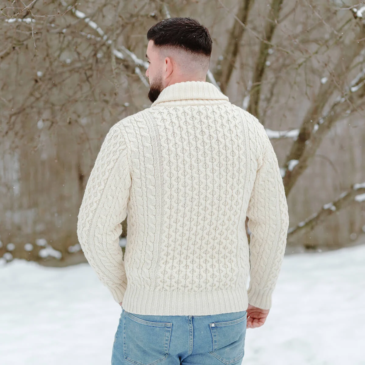 Double Breasted Shawl Cardigan – 100% Merino Wool Knit Sweater for Fall & Winter - Image 5 | Caelmoon