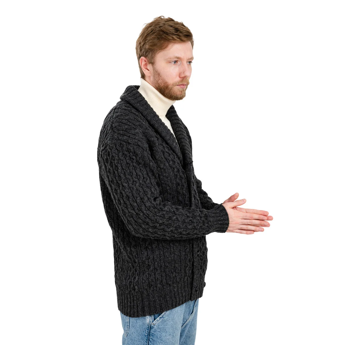 Double Breasted Shawl Cardigan – 100% Merino Wool Knit Sweater for Fall & Winter - Image 14 | Caelmoon