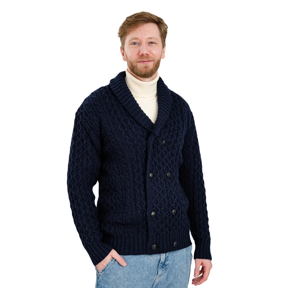 Double Breasted Shawl Cardigan – 100% Merino Wool Knit Sweater for Fall & Winter - Image 19 | Caelmoon
