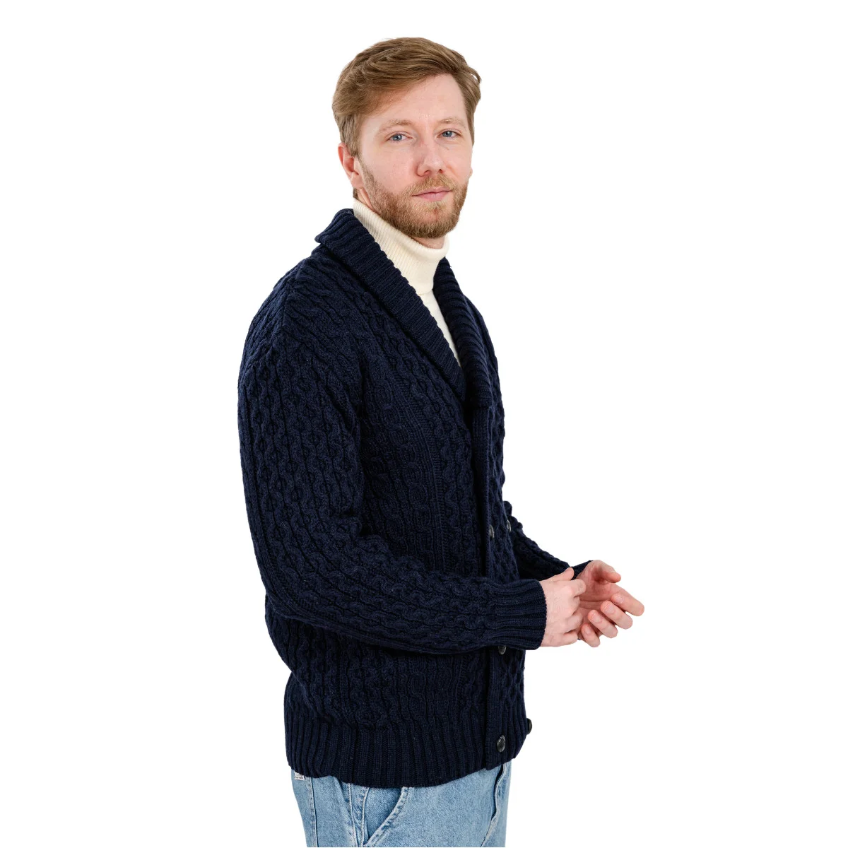 Double Breasted Shawl Cardigan – 100% Merino Wool Knit Sweater for Fall & Winter - Image 20 | Caelmoon