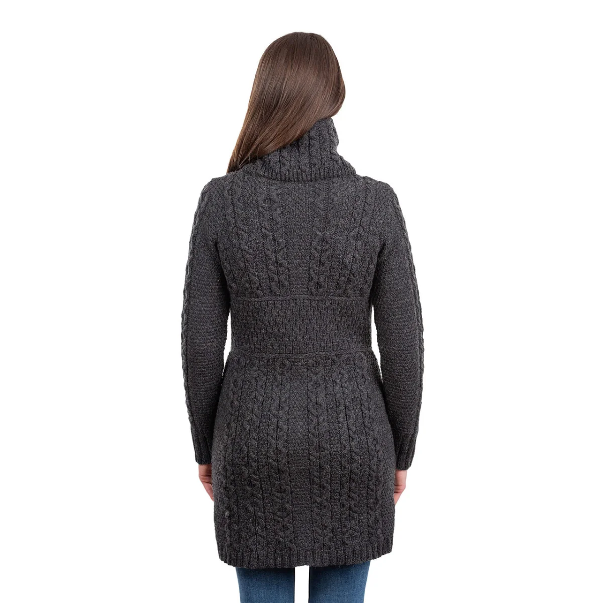 Double Collar Zip Cardigan – 100% Merino Wool Irish Knit Sweater - Image 5 | Caelmoon