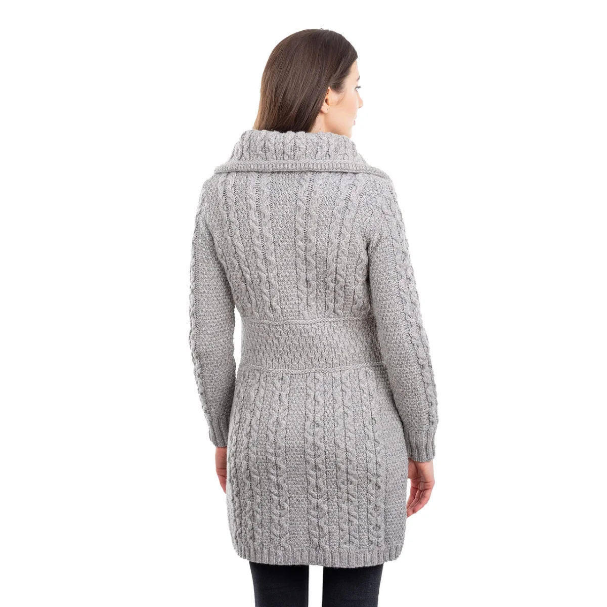 Double Collar Zip Cardigan – 100% Merino Wool Irish Knit Sweater - Image 14 | Caelmoon