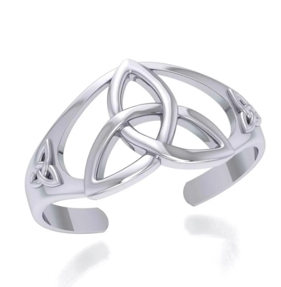 Embossed Trinity Knot Sterling Silver Cuff Bracelet - Image 2 | Caelmoon