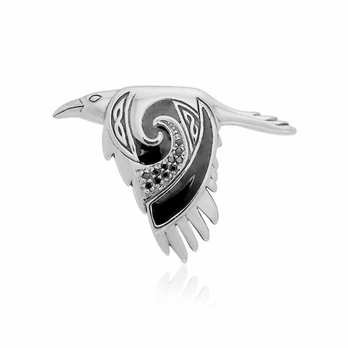 Flying Celtic Raven Sterling Silver Pendant – Mythical Heritage Jewelry - Image 4 | Caelmoon