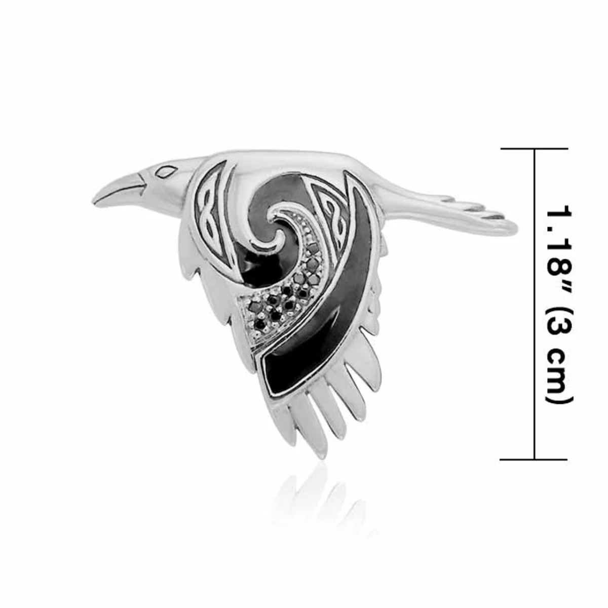Flying Celtic Raven Sterling Silver Pendant – Mythical Heritage Jewelry - Image 5 | Caelmoon