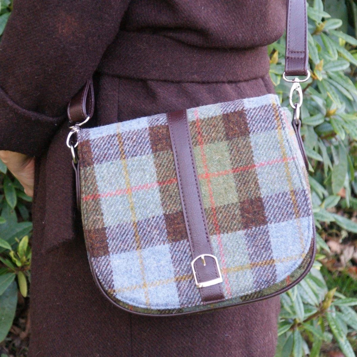 Harris Tweed Scottish Shoulder Bag with Adjustable Strap | Authentic Handwoven Wool Crossbody - Bags & Purses | Caelmoon
