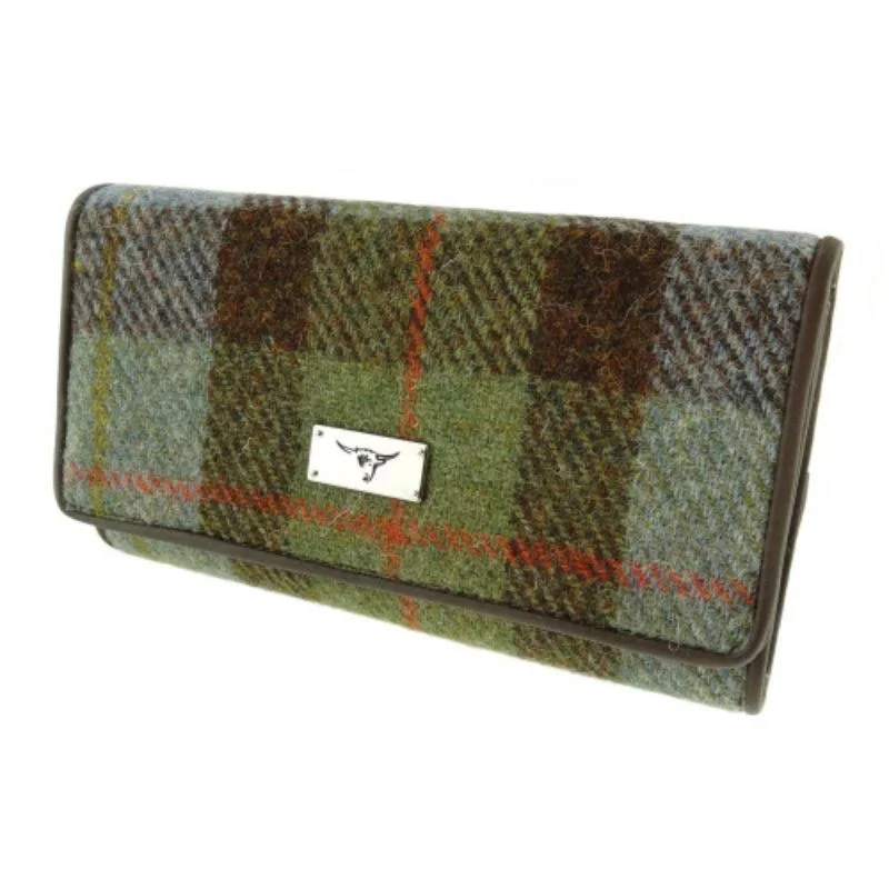 Harris Tweed Tartan Purse with ID Window – Zip Wallet with Card Slots & Coin Pouch - Image 3 | Caelmoon