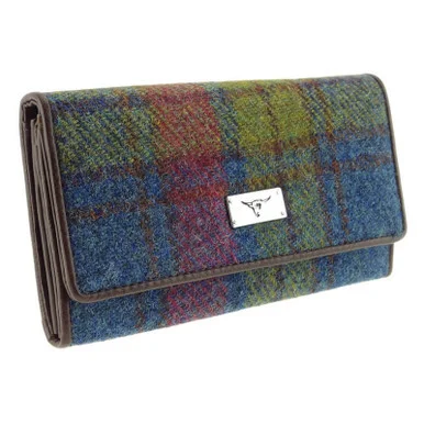 Harris Tweed Tartan Purse with ID Window – Zip Wallet with Card Slots & Coin Pouch - Image 5 | Caelmoon