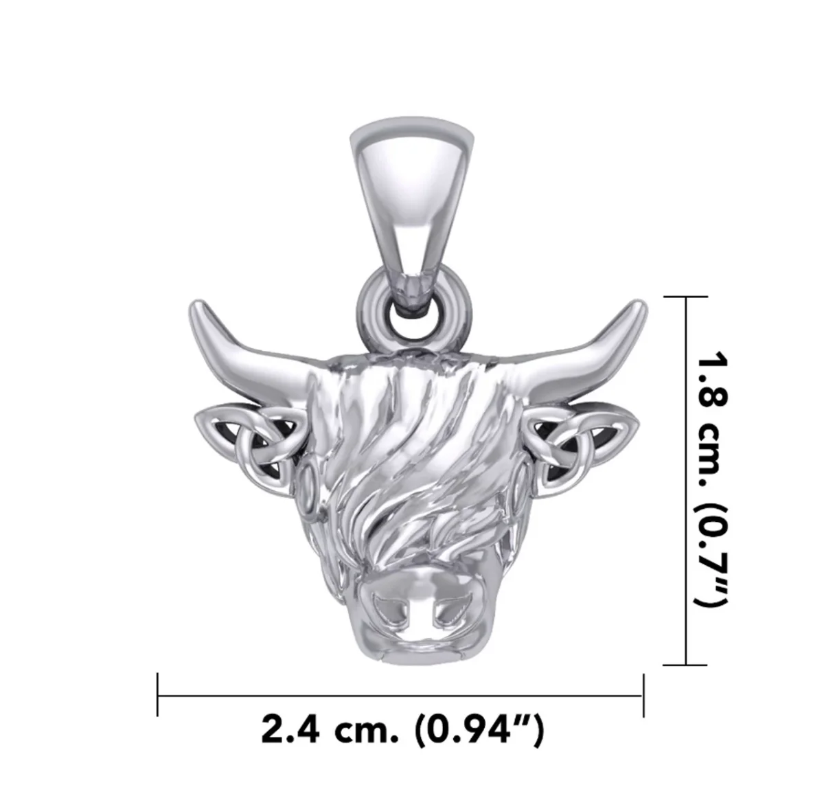 Highland Cow Sterling Silver Pendant with Celtic Trinity Knot Ears - Image 3 | Caelmoon