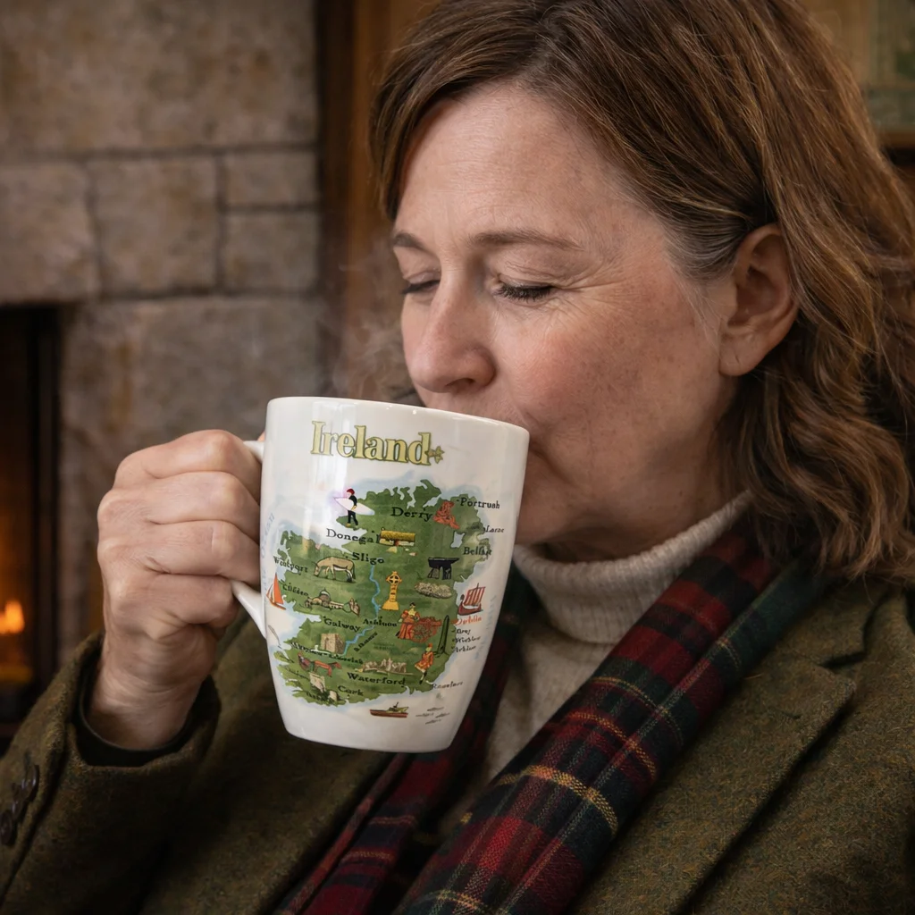 Ireland Map Bone China Mug – Heritage Symbols Drinkware - Image 2 | Caelmoon