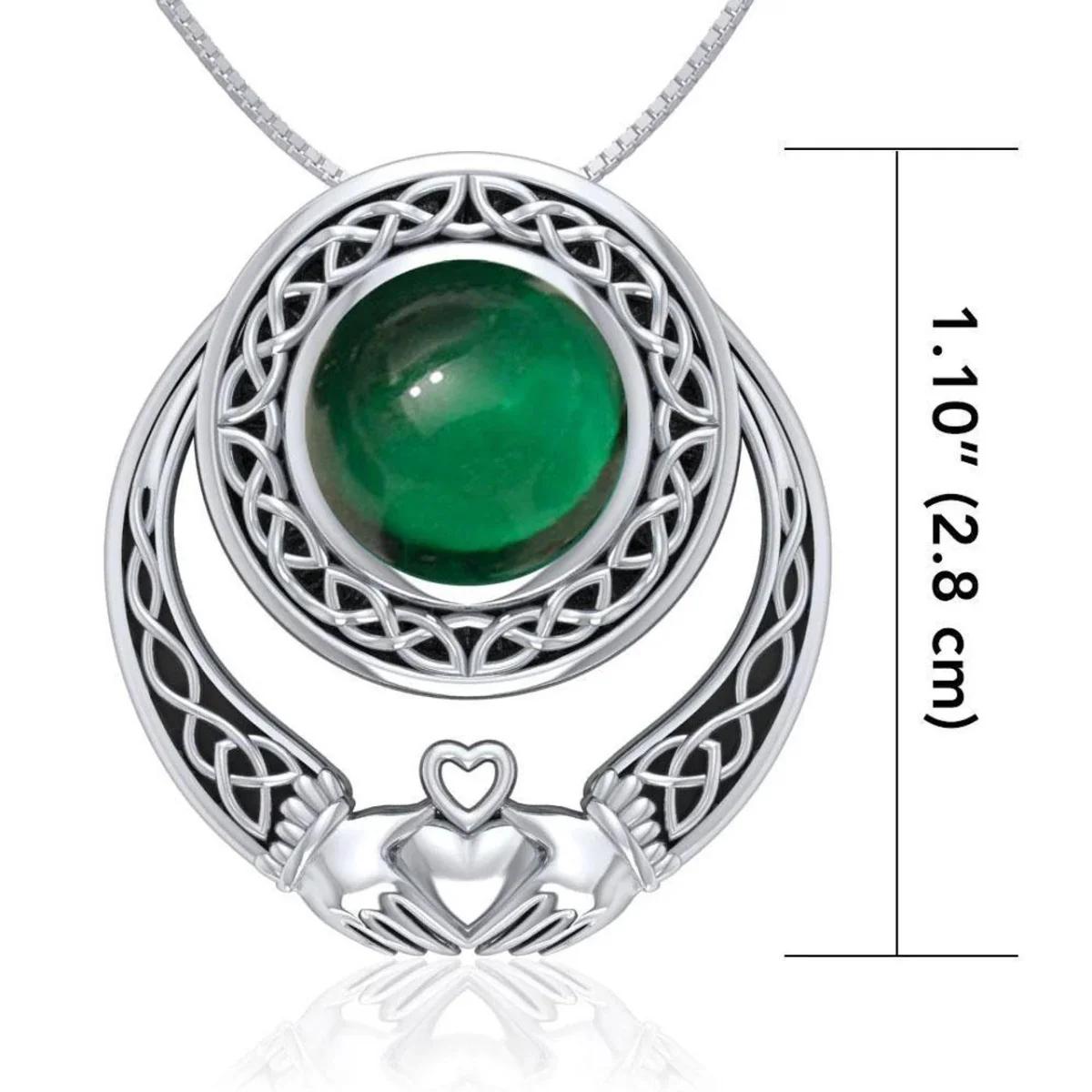 Irish Claddagh Silver Pendant with Emerald Gem | Meaningful Irish Jewelry - Image 4 | Caelmoon