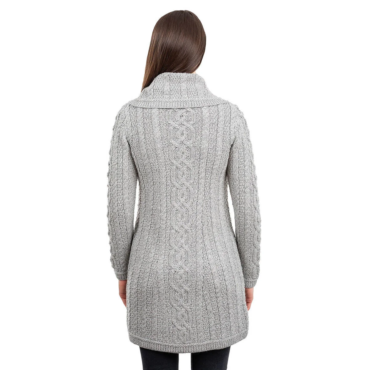 Irish Ladies 4 Button Collar Merino Wool Cable Knit Coat – Made in Ireland - Image 10 | Caelmoon