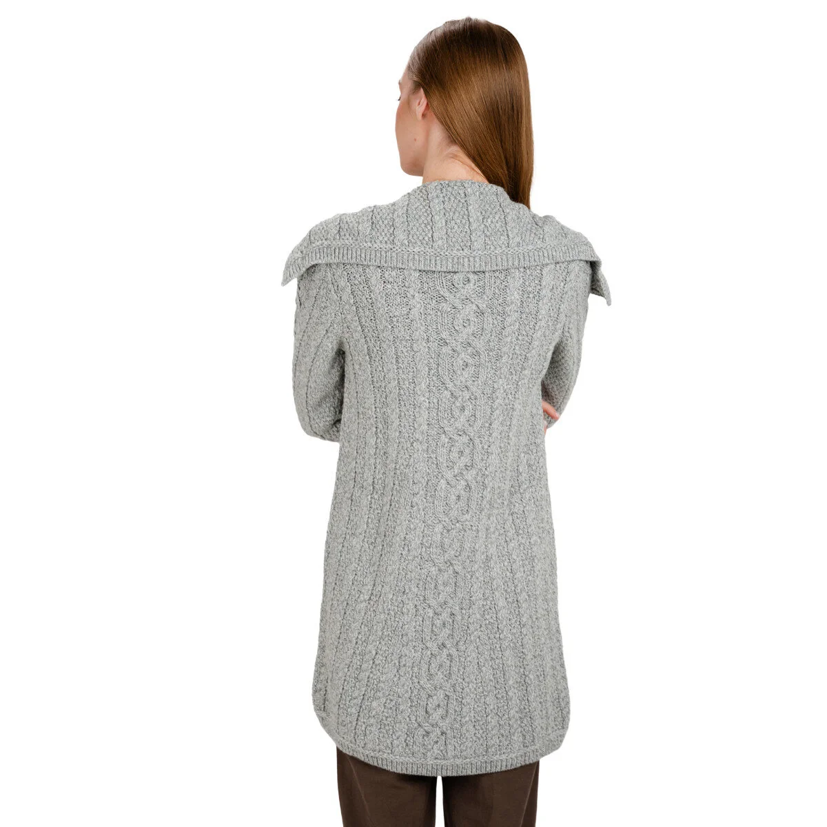 Irish Ladies 4 Button Collar Merino Wool Cable Knit Coat – Made in Ireland - Image 14 | Caelmoon