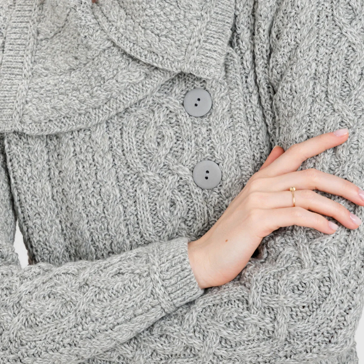 Irish Ladies 4 Button Collar Merino Wool Cable Knit Coat – Made in Ireland - Image 15 | Caelmoon