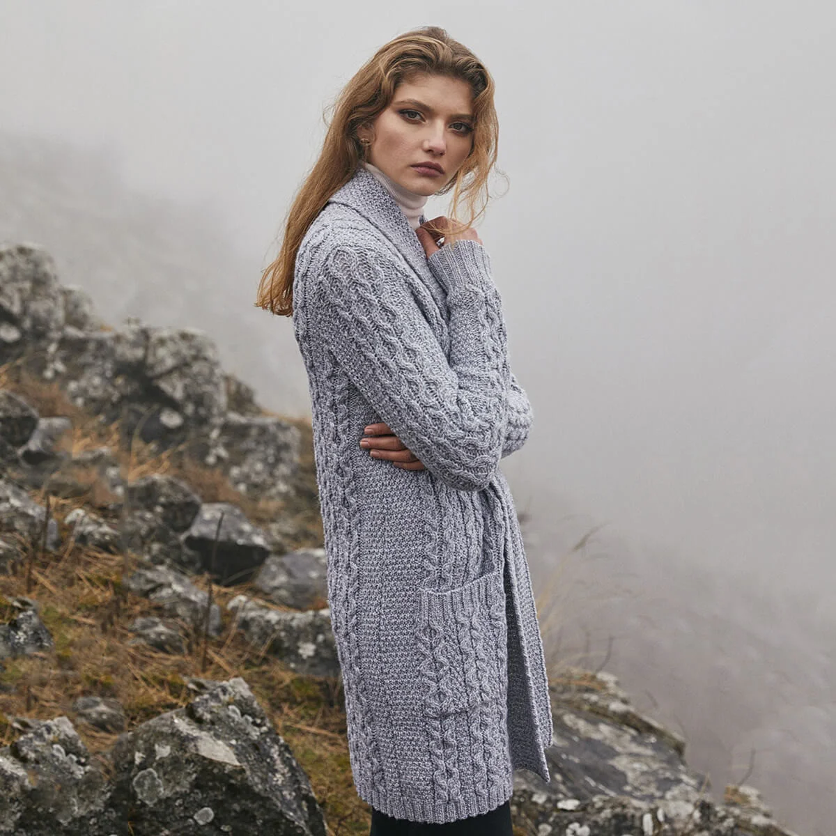 Ladies Open-Face Cardigan – 100% Merino Wool Irish Knit Sweater - Image 2 | Caelmoon