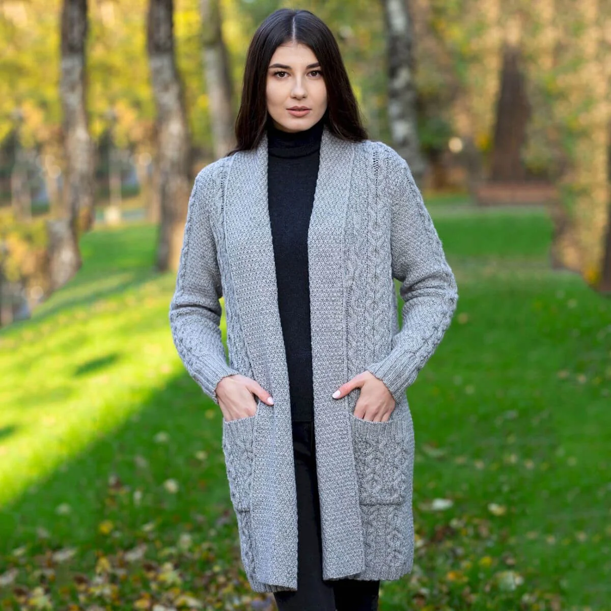 Ladies Open-Face Cardigan – 100% Merino Wool Irish Knit Sweater - Image 4 | Caelmoon