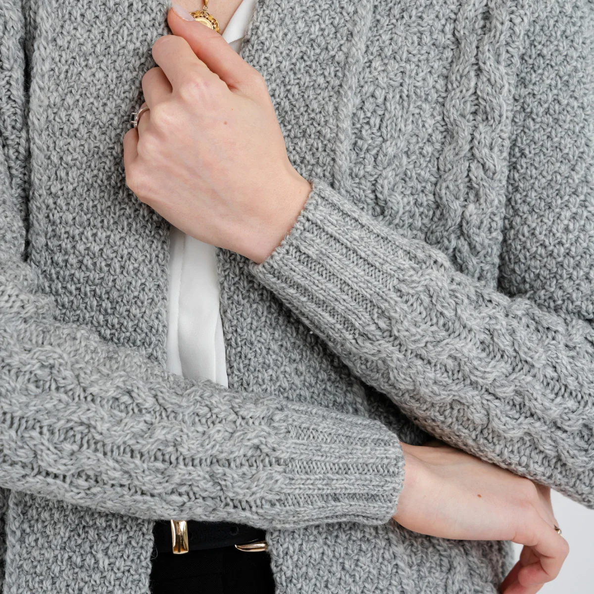 Ladies Open-Face Cardigan – 100% Merino Wool Irish Knit Sweater - Image 5 | Caelmoon