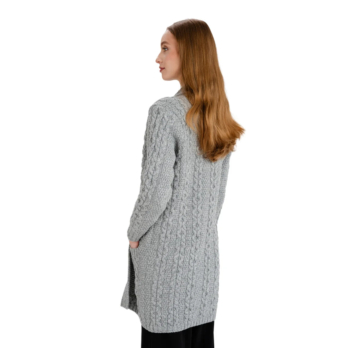 Ladies Open-Face Cardigan – 100% Merino Wool Irish Knit Sweater - Image 7 | Caelmoon