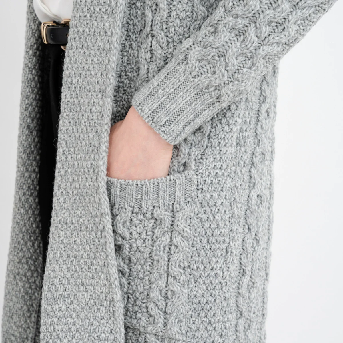 Ladies Open-Face Cardigan – 100% Merino Wool Irish Knit Sweater - Image 9 | Caelmoon