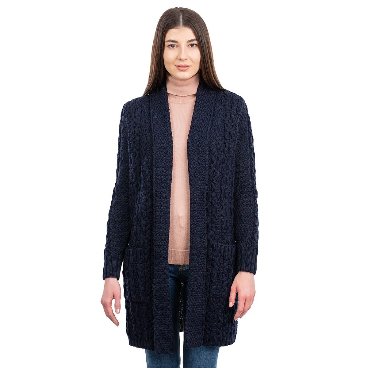 Ladies Open-Face Cardigan – 100% Merino Wool Irish Knit Sweater - Image 10 | Caelmoon