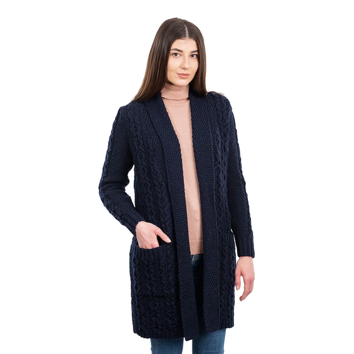 Ladies Open-Face Cardigan – 100% Merino Wool Irish Knit Sweater - Image 11 | Caelmoon