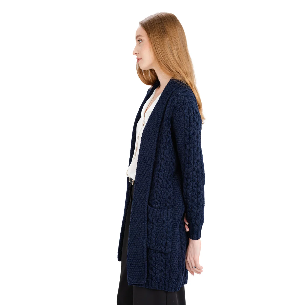 Ladies Open-Face Cardigan – 100% Merino Wool Irish Knit Sweater - Image 13 | Caelmoon