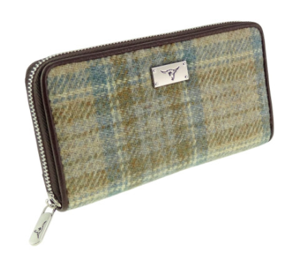 Long Scottish Harris Tweed Zip Purse – Staffa Tartan Wallet with Highland Cow Detail - Image 7 | Caelmoon