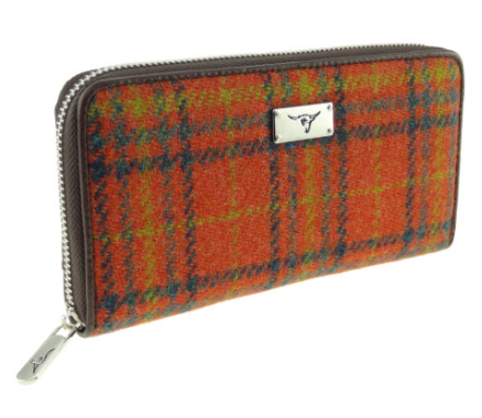 Long Scottish Harris Tweed Zip Purse – Staffa Tartan Wallet with Highland Cow Detail - Image 8 | Caelmoon