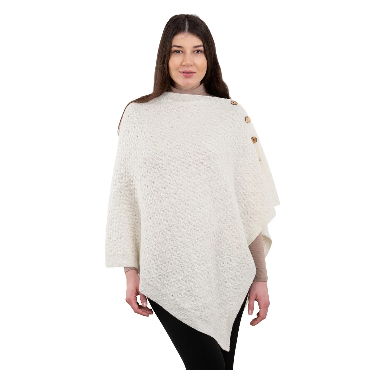 Luxurious Knit Lambswool Poncho – Classic Wool Blend Shawl Wrap - Image 2 | Caelmoon