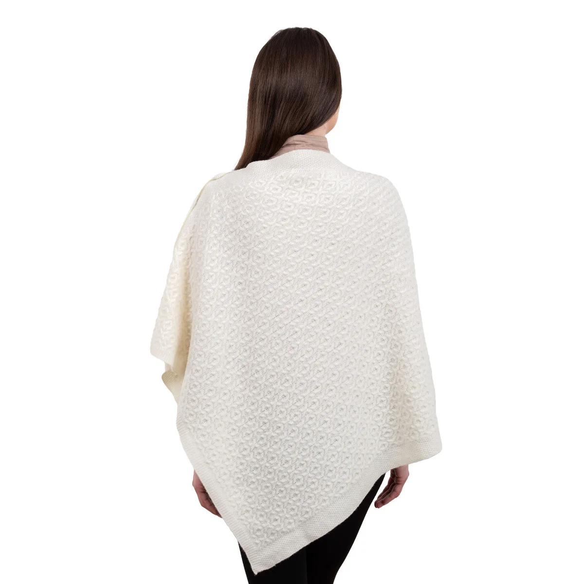 Luxurious Knit Lambswool Poncho – Classic Wool Blend Shawl Wrap - Image 3 | Caelmoon