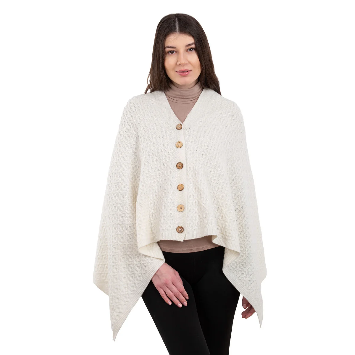 Luxurious Knit Lambswool Poncho – Classic Wool Blend Shawl Wrap - Image 4 | Caelmoon